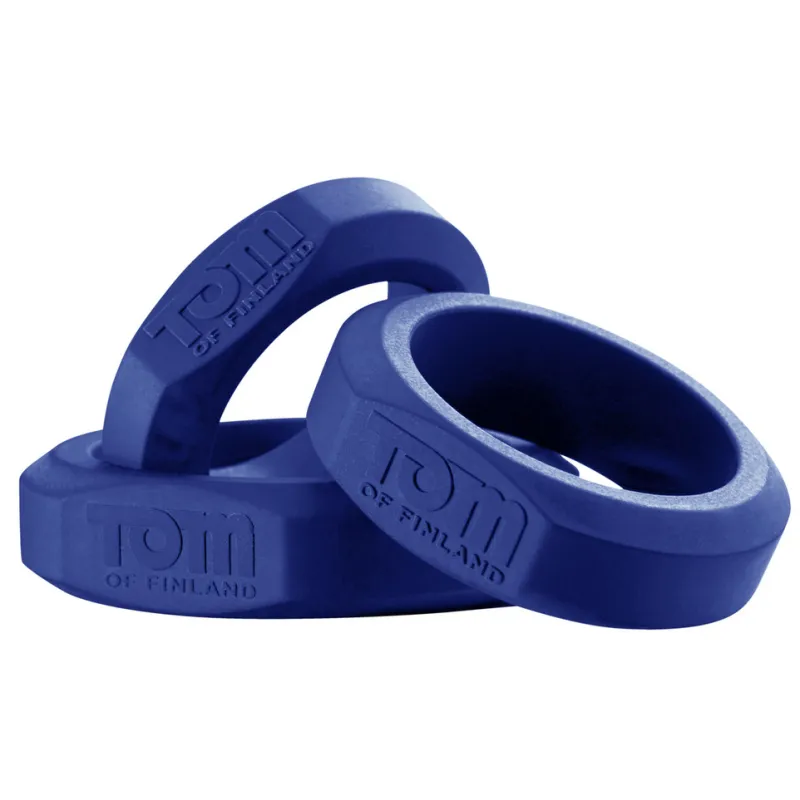 Tom of Finland Lot de 3 Cockrings Tom of Finland Bleus
